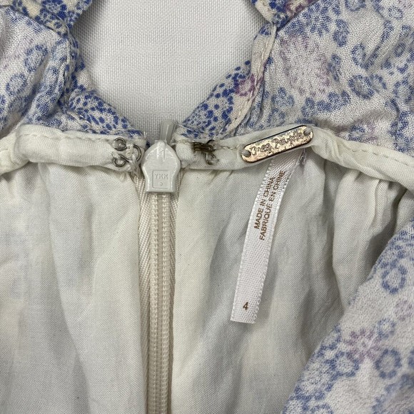 Free People Delfonic Flirty Paisley Romper Size 4 Blue Cross Back Straps Lined - Picture 3 of 12